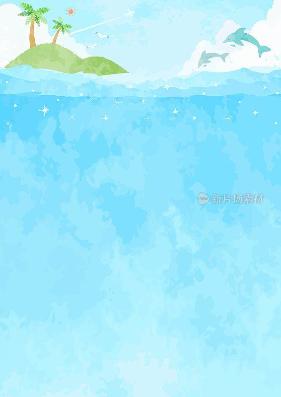 beautiful　watercolor　sea　background　illustration　123